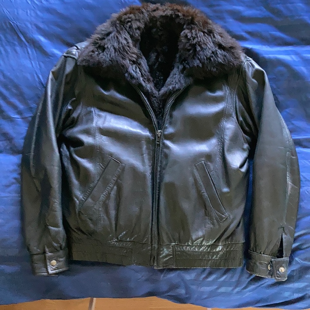 Dunhill fur-lined leather jacket